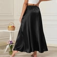 thumbnail image 4 of QATAINLAV Maxi Satin Silk Skirts for Womens High Waisted Elastic Long A-Line Skirt Summer Soft Party Flowy Skirts with Pockets Black S, 4 of 5