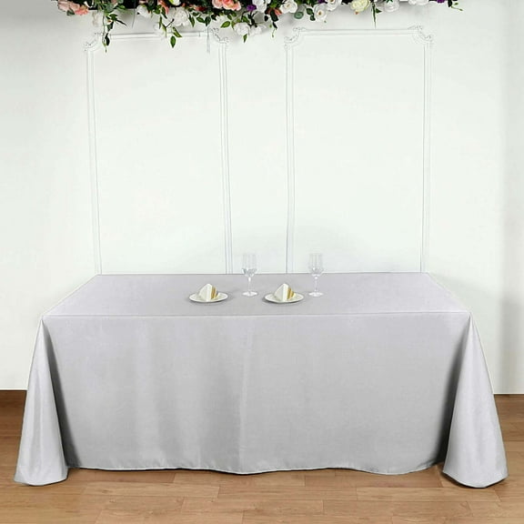 Efavormart 5PCS 90x156" SILVER Wholesale Rectangle Polyester Tablecloth Linen Wedding Party Restaurant Tablecloth