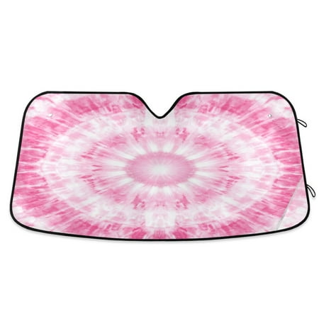 Car Sun Visor 57*31.5inch Windshield Sun Shield Car Sun Curtain Car Sun Shield Car Sun Insulation Suitable For Most Vehicles Beautiful Pink Tie Dye