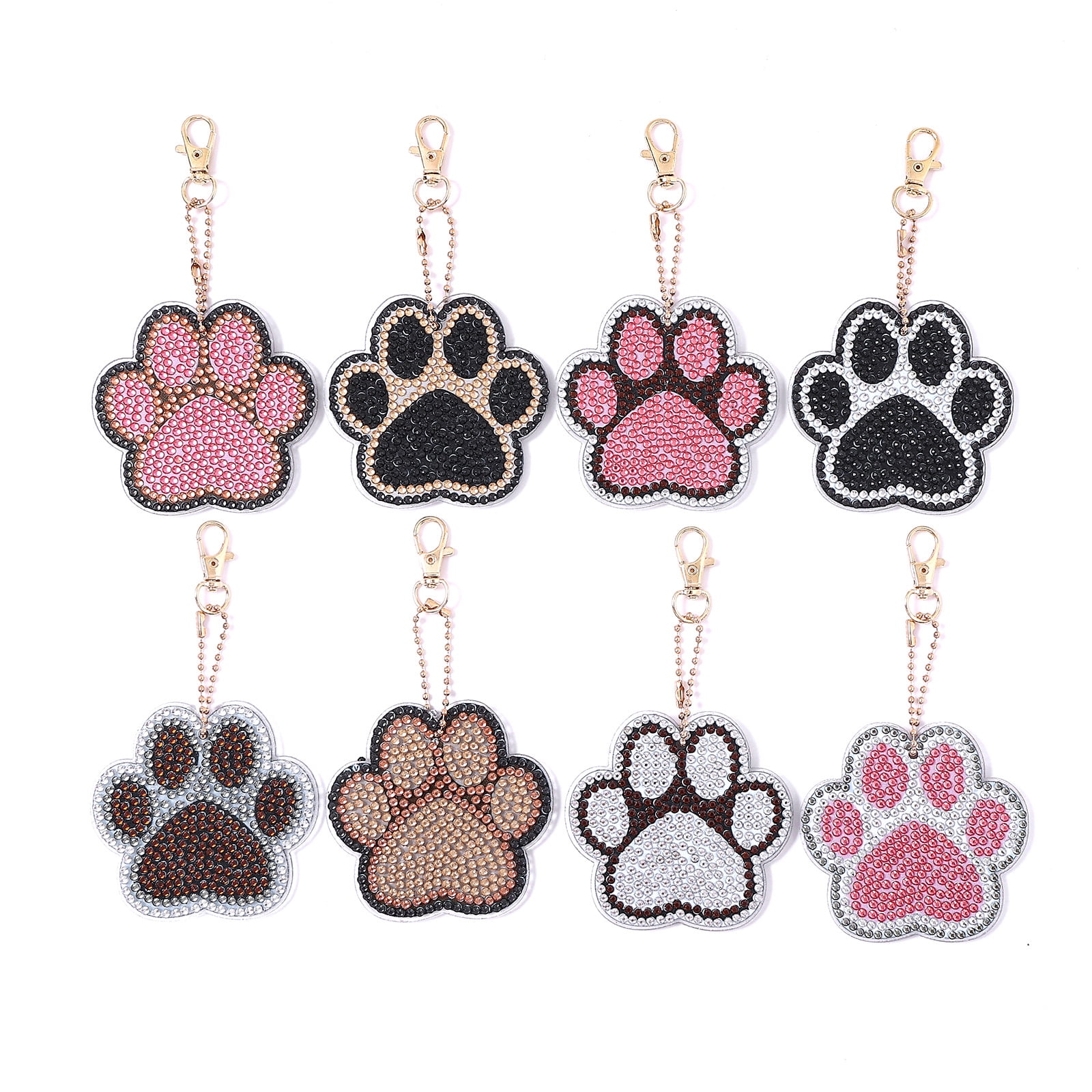 8 PCS Diamond Art Painting Keychains Kits for Adult Kids Claws Double Sided Key Bag Chains Diamond Art Craft DIY Animal Key Ring Paint with Diamonds Dots Pendant Gift Decor