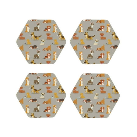 

Leather Coasters with Heat-resistant for Drinks Cute dog print -标题2 Hexagon