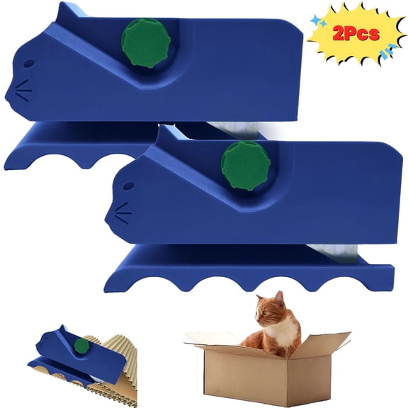 FACEGA Cardboard Cutter for Cat Scratchers, DIY Cardboard Cutting Tool, Handheld Cardboard Cutting Tools for Making Cat Scratching Board Cat Bed (Blue - 2Pcs)