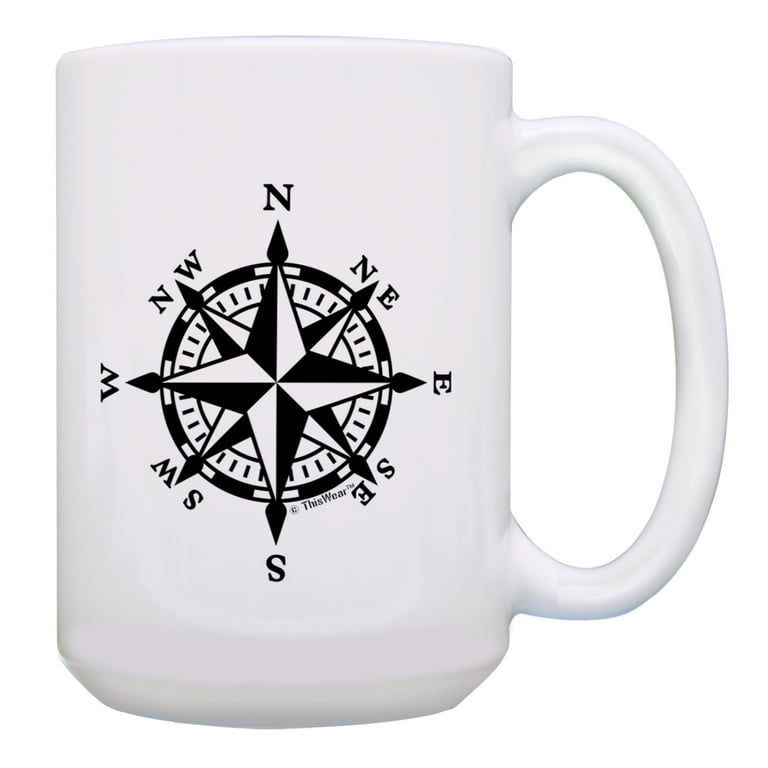 ThisWear Gifts for Travel Nautical Compass Hiking Compass Coffee Mugs for  Men Nautical Coffee Mug Set 2 Pack 15oz Coffee Mugs