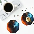 thumbnail image 3 of Bingfone Vintage Red And Blue Fire Cat Leather Drinks Coasters with Set of 6,Suitable for Home Kitchen,Coffee Cup Coasters Home Gift, 3 of 7