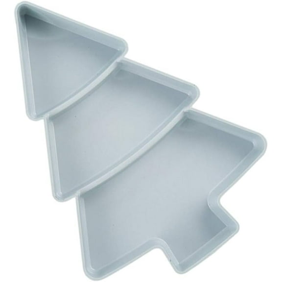 Creative Christmas Tree Shape  3 Grid Serving Platter Fruit Plate, Household Plastic Nuts Snacks Plate Portable Serving Tray for Xmas Holiday Party, 10.24" x 7.28" x 1.18"