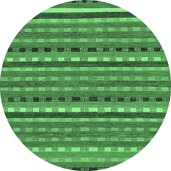 Ahgly Company Indoor Round Abstract Emerald Green Modern Area Rugs, 7' Round