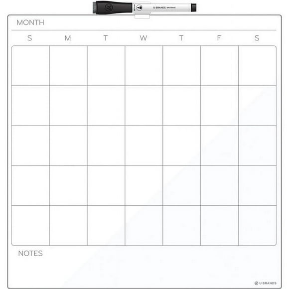 U Brands UBR461U0004 14 x 14 in. Cubicle Magnetic Dry-Erase Calendar Board - White Surface