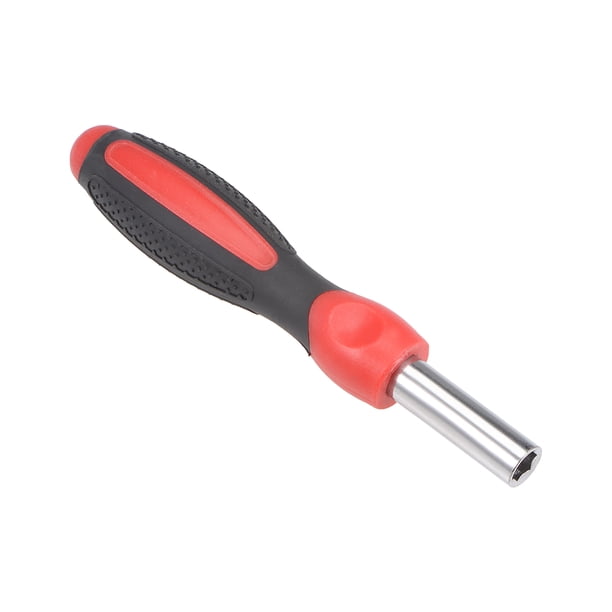 Mango de destornillador antideslizante Unique Bargains Vástago hexagonal de 1/4 de pulgada 4.8" x 0.87" Negro Rojo