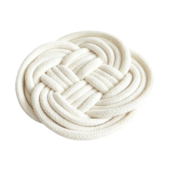 SLYNSHome Round Insulation Mat, Woven Braided Heat Pad for Kitchen Countertop and Dining Table, 12cm Cotton Linen Decorative Non-Slip Coaster for Hot Cups Pots and Cookware