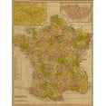 thumbnail image 2 of Vintage Maps 12x14 Black Ornate Wood Framed with Double Matting Museum Art Print Titled - France 1844, 2 of 4