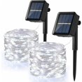 thumbnail image 1 of [Juego de 2] Luces de hadas solares, 12 m, 100 LED, guirnalda de luces solares para exteriores, 8 modos, decoración de alambre de cobre impermeable para jardín, patio, dormitorio, boda, fiesta, Navida, 1 of 5