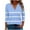 Light Blue, variant on Scyoekwg Womens 3/4 Sleeve Shirts Plus Size V Neck Three-quarter Sleeve Tshirts Lightweight Comfy Color Block Patchwork Graphic Tee Blouses (Navy,XXXXL)