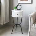thumbnail image 2 of Chic White Round End Table with Drawer - Solid Wood & Metal Legs, Perfect for Living Room or Bedroom, 2 of 6