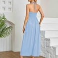 thumbnail image 5 of WREESH Womens Dress Fashion Solid Color Sleeveless V-Neck Ankle Dress Light Blue, 5 of 5