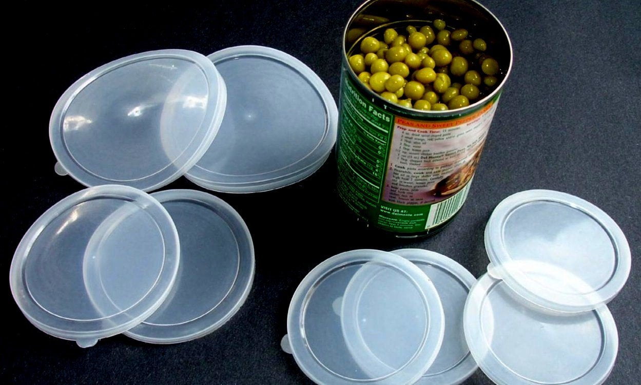 Plastic lids for cans of dog food