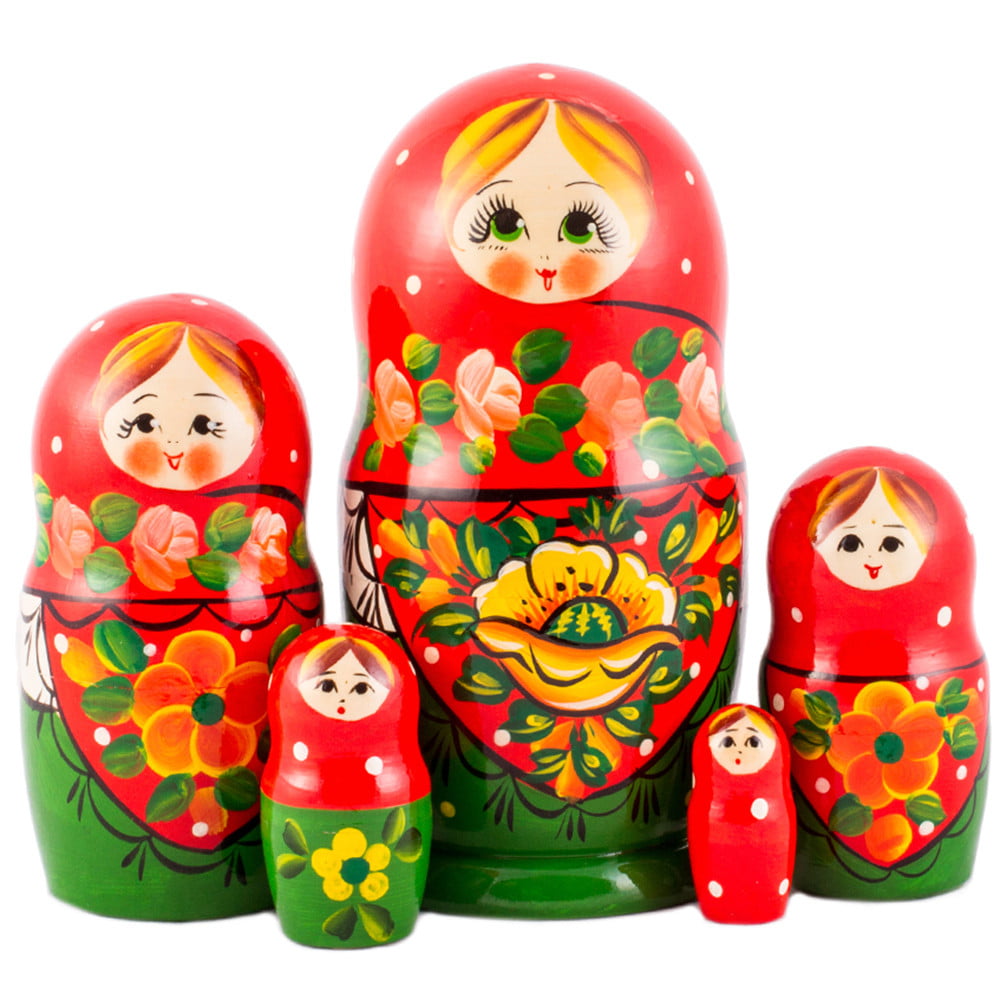 Russian Doll Matryoshka Nesting Doll Hand Made Hand Painted in Russia 6.7'' 