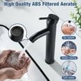 thumbnail image 3 of Grifo de baño negro, grifo mezclador de lavabo alto, grifo mezclador de lavabo de latón, grifo de lavabo ajustable de agua fría y caliente, grifo mezclador negro alto moderno, 3 of 5