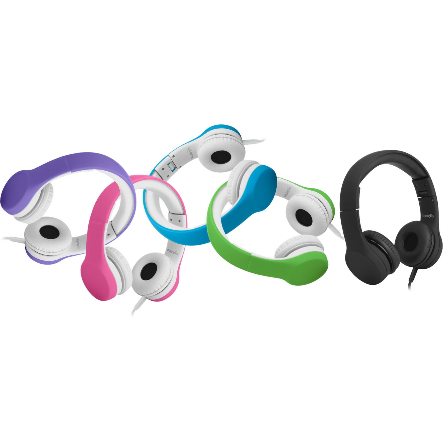 LilGadgets Connect+ Kids Wired Headphones with Microphone, Volume Limiting for Safe Listening, Adjustable Headband, Cushioned Earpads to ensure Comfort, For Kids, Toddlers, Boys & Girls, Green