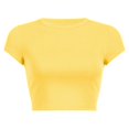 thumbnail image 2 of Sweet Home Farm Short Sleeve Shirts for Women Round Neck Summer Solid Color T Shirt T Shirts for Women Yellow, 2 of 5
