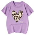 thumbnail image 4 of JAJAHO Kids Summer Top Girls Cute Graphic Tee Leopard Heart Print Short Sleeve Crew Neck Casual Comfortable Daily Wear T Shirt Ages 3-13 Years Trendy Tops, 4 of 4