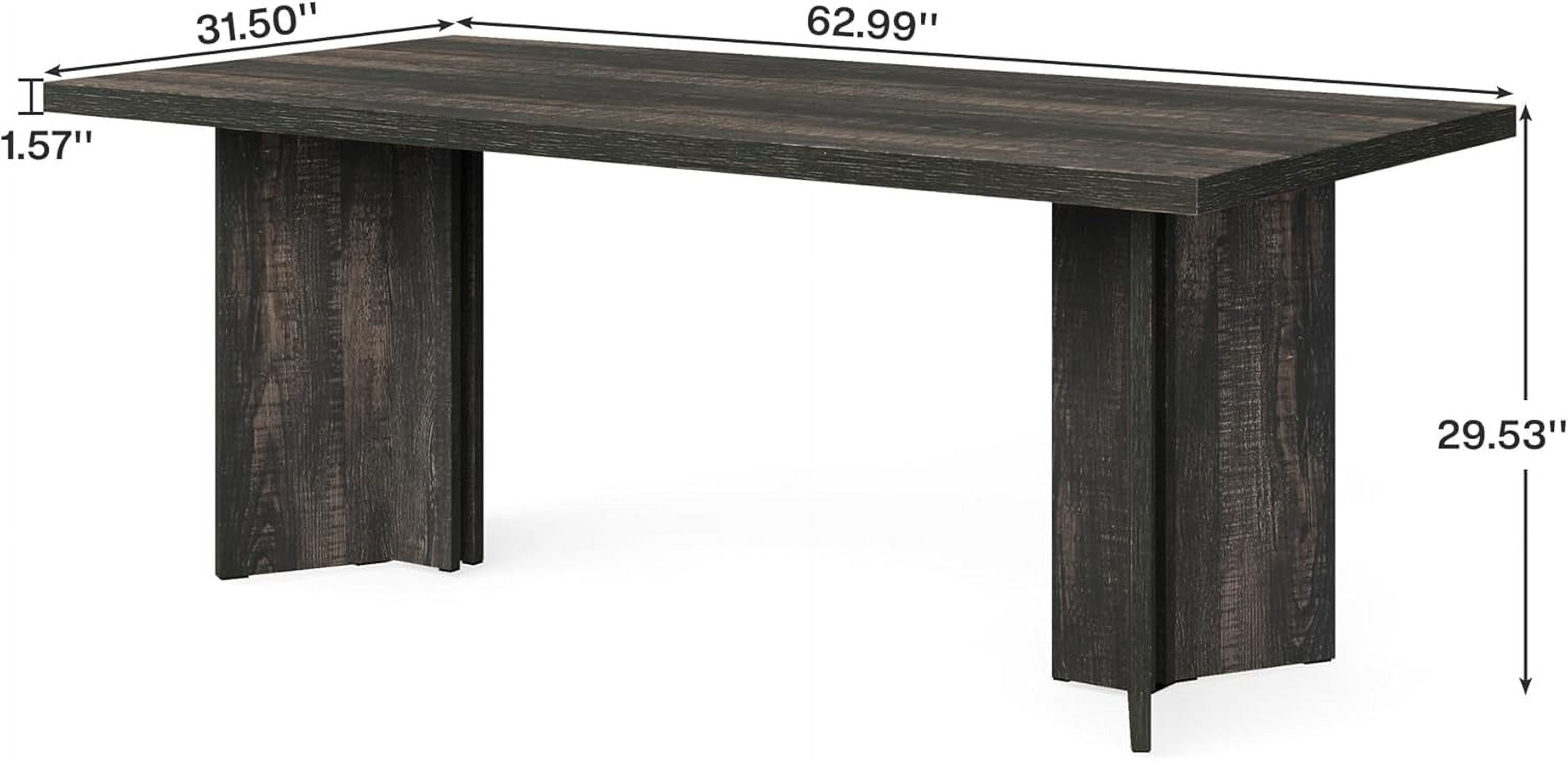 Tribesigns 63" Dining Room Table for 4-6, Woood Rustic Dinner Table for Kitchen, Gray