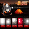 thumbnail image 5 of Luz de trabajo con lúmenes de base magnética, luz de trabajo giratoria cálida recargable, luz de trabajo LED impermeable plegable para foco en el lugar de trabajo, inspección de automóviles, camping de emergencia Rojo Verde, 5 of 5