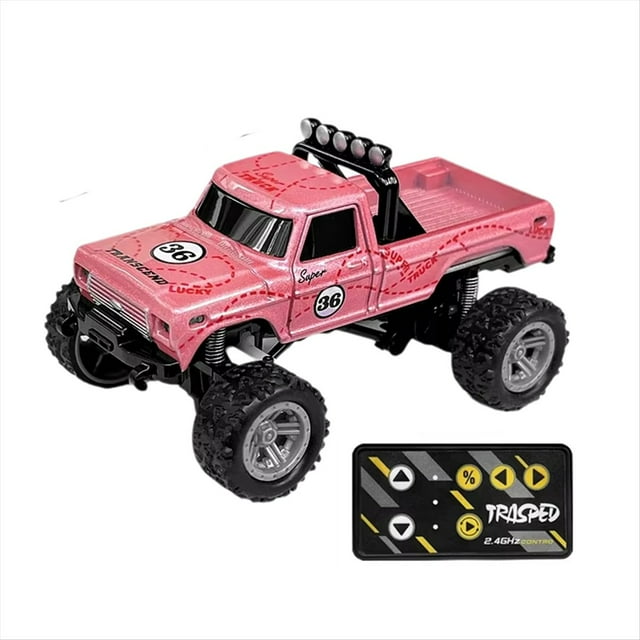 Camión Monstruo Todoterreno Teledirigido RC 1/64, Modelo de Coche de Escalada A Control Remoto de 2,4 GHz, Color Rosa