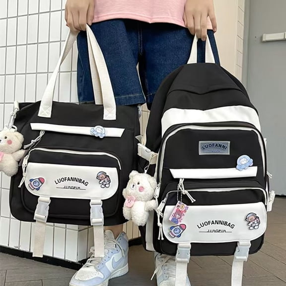 Cute Oxford cloth backpack two-piece set, backpack with tote bag