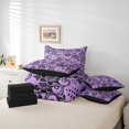thumbnail image 6 of jejeloiu Mystic Paisley 7pcs Queen Bedding For Men Women,Bold Print Bedding Comforter Set Queen,Purple Black,Black Reversible, 6 of 7