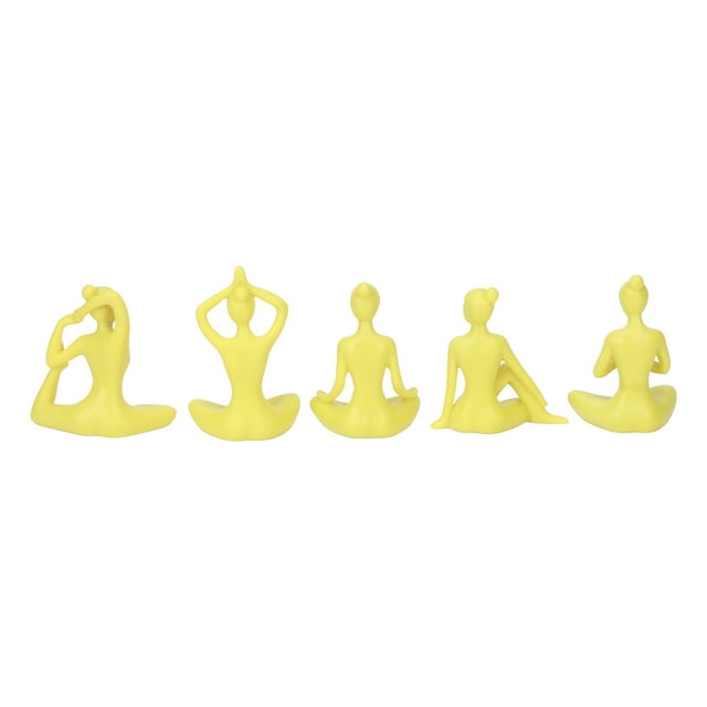Yoga Statue, Small Compact Yellow Yoga Figurines For Living Room