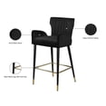 thumbnail image 5 of Maklaine Velvet Bar Stool Chair Set of 2 in Black - Semi-circle Seat & Footrest, 5 of 8