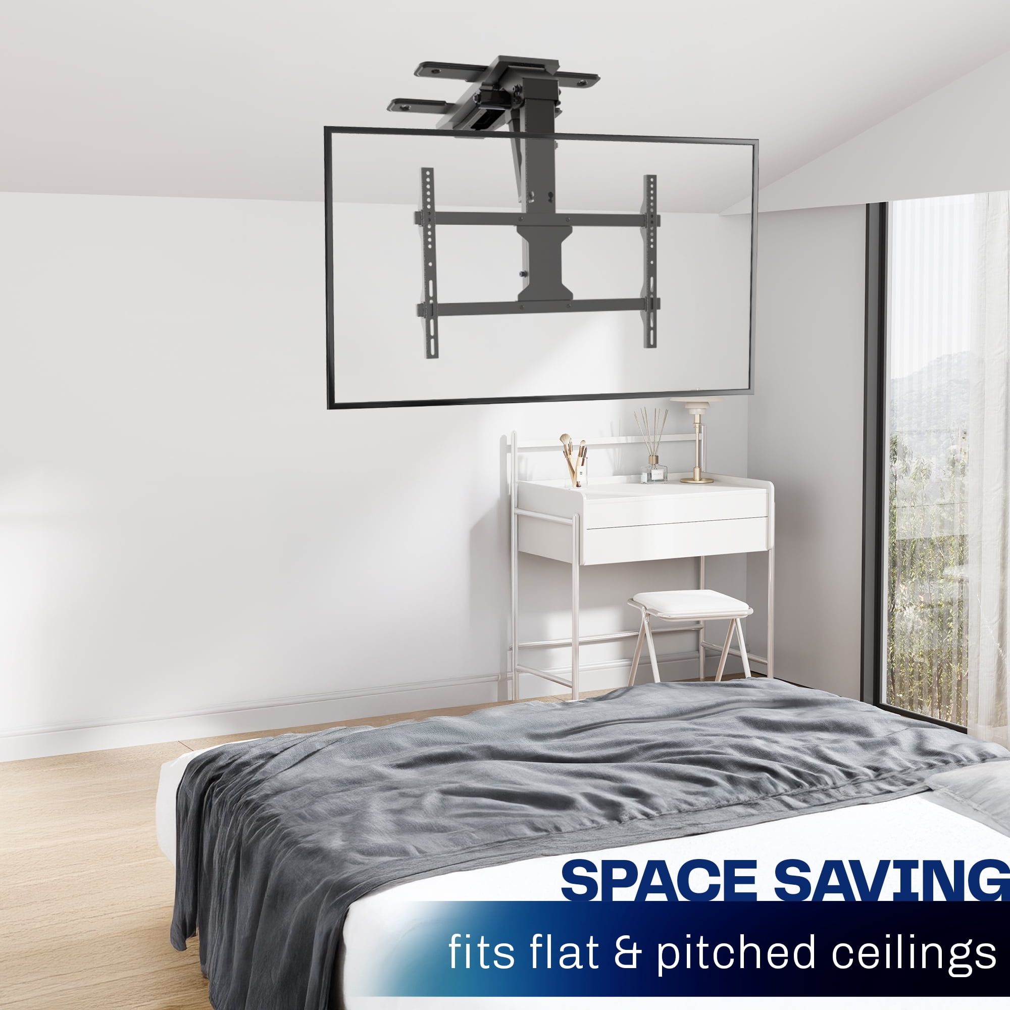 VIVO Black Electric Flip Down Ceiling TV Mount for 37 to 70 inch Screens