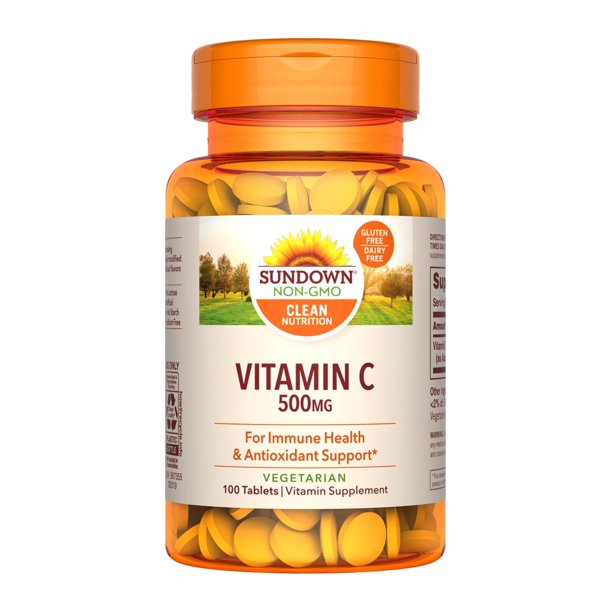 Sundown Vitamin C 500 mg Ascorbic Acid, 100 Tablets