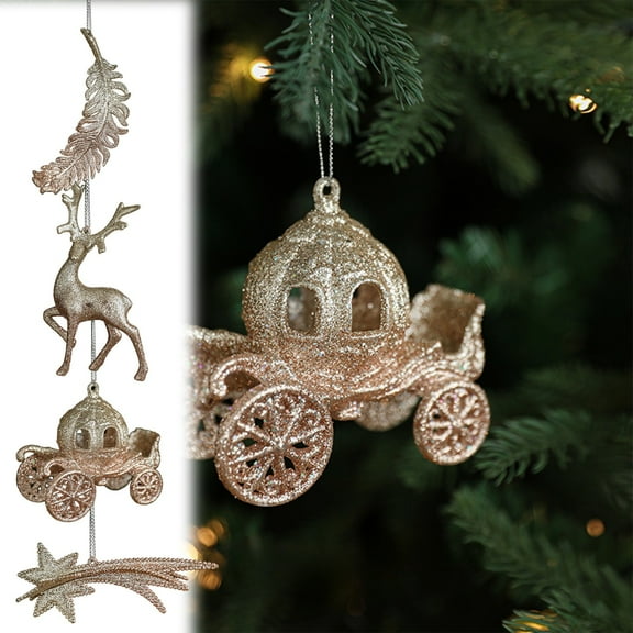 MXTPOV Exquisite Christmas Decorations for Christmas Tree, Glitter Star Ornaments Hanging for Party Car Home Decor, Rose Gold