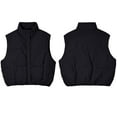 thumbnail image 5 of Xyxonk Womens Corduroy Puffer Vest Stand Collar Zip Snap Button Sleeveless Warm Waistcoat Padded Gilet,Black M, 5 of 5
