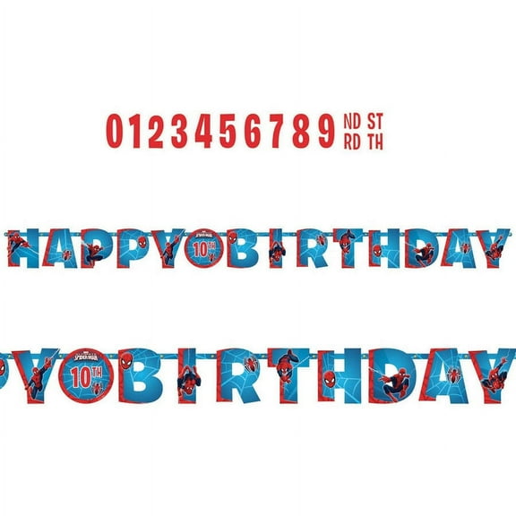 Spiderman Add-An-Age Letter Banner (Each) - Party Supplies