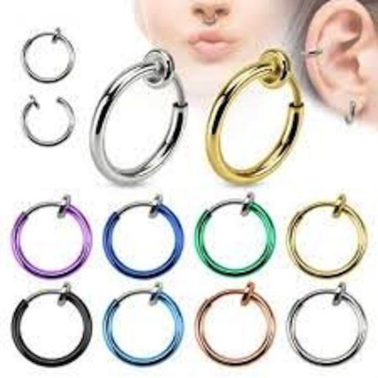 Fake Piercing Clip-on Jewelry Steel That Fits Every Where (A/10) 2 pieces (1 Pair) (teal) (A/5/2/A10)