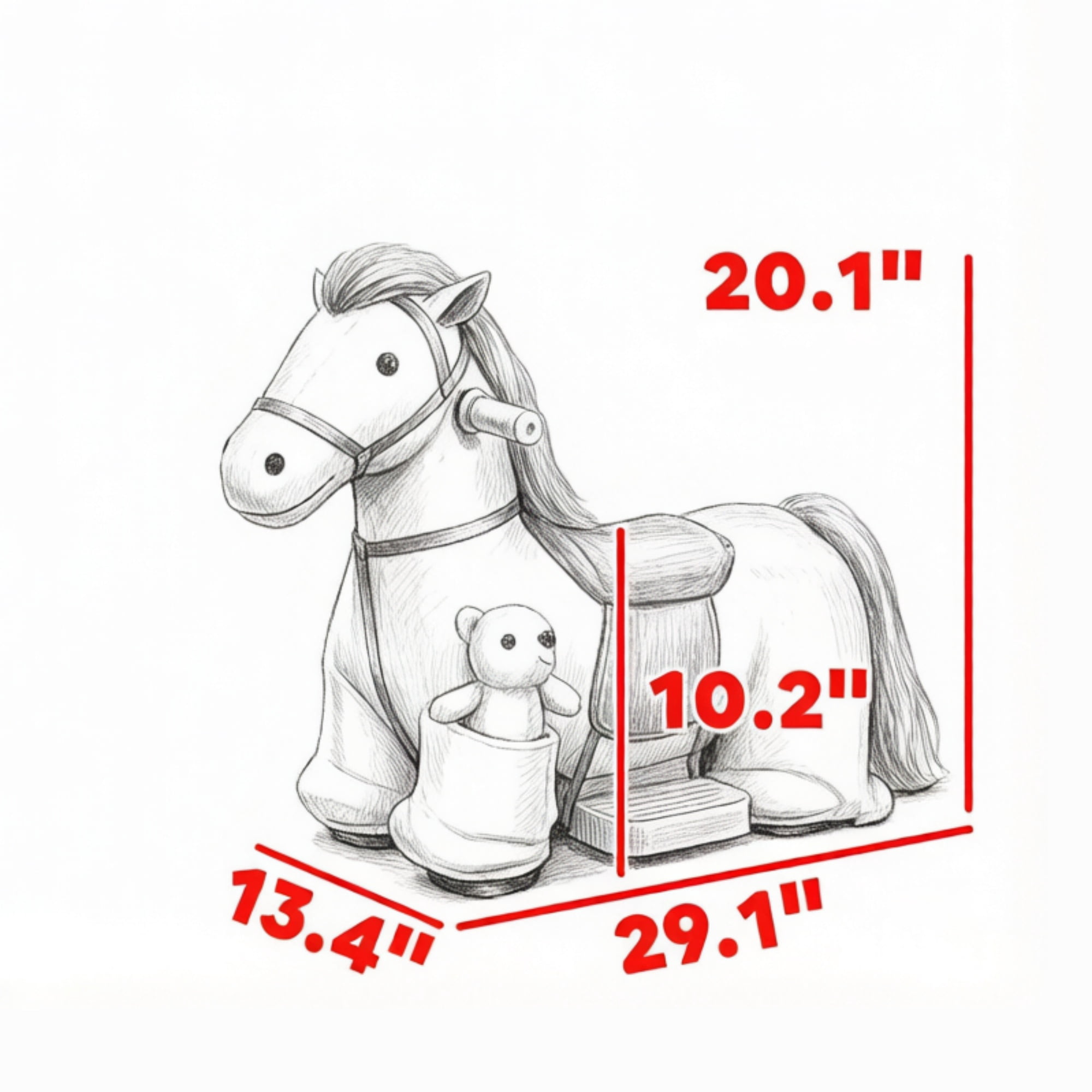 6V Battery Powered Kids Ride On Pony, Electric Ride On Horse, with Bear Toy, Music, for 1.5-5 Years Old