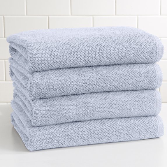 Great Bay Home Cotton Popcorn Textured Quick-Dry Towel Set (Bath Towel (4-Pack), Periwinkle)