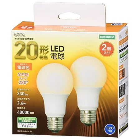 

Ohm Electric LED Bulb E26 20 Shape Equivalent Light Bulb Color All Directions 2 Pieces LDA3L-G AG52 2P 06-4701 OHM