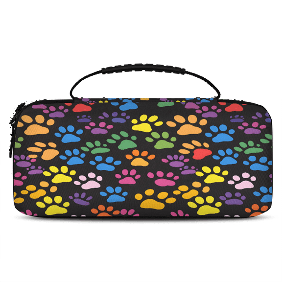 Herdesigns Paw Print Colorful Dog Paw Carrying Case for Nintendo Switch OLED Model 2021 & Switch 2017 with 20 Game Card Slots, Portable Travel Carry Case for Accessories and Console