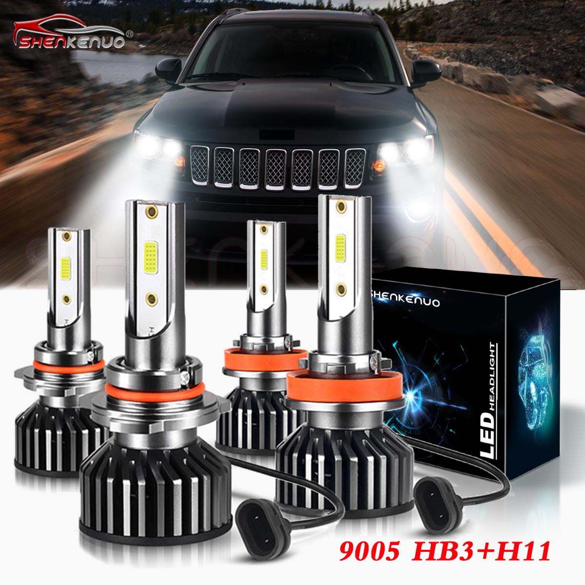 Fit For Jeep Compass 20112020 LED Headlight Bulbs, 9005 HB3 High Beam