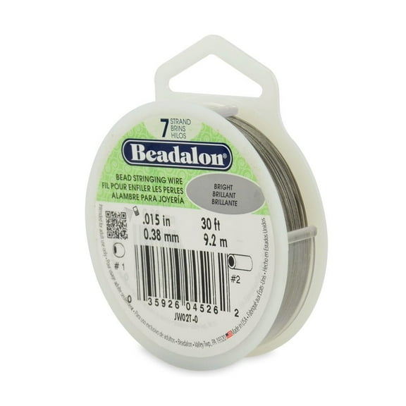 Birhgt Silver Beadalon Beading Wire .015" Thickness 7 Strand (30 Feet)