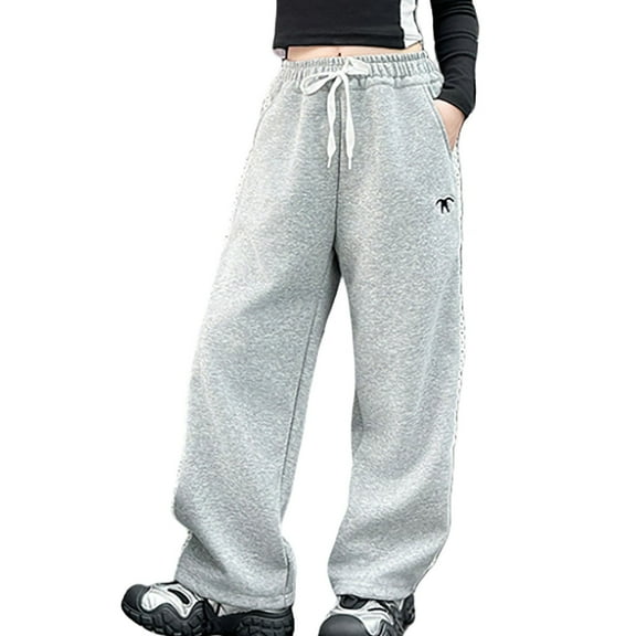 Kiijoy Little Girls Lace Drawstring Sweatpants Solid Color Casual Joggers, Sizes 5-6