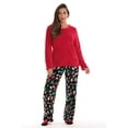 thumbnail image 2 of Just Love Womens Plush Pajama Pant Set with Matching Socks  Fun, Cozy Sleepwear with Sayings (Christmas Lights Black, Small), 2 of 5