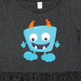 thumbnail image 4 of Inktastic Cute Monster, Blue Monster, Funny Monster, Horns Girls Toddler Dress, 4 of 5