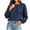 Blue, variant on Vornjynx Women's Blouses Crew Neck Soft Comfortable Polyester Puff Sleeve Polka Dot Back Strap Tops Red