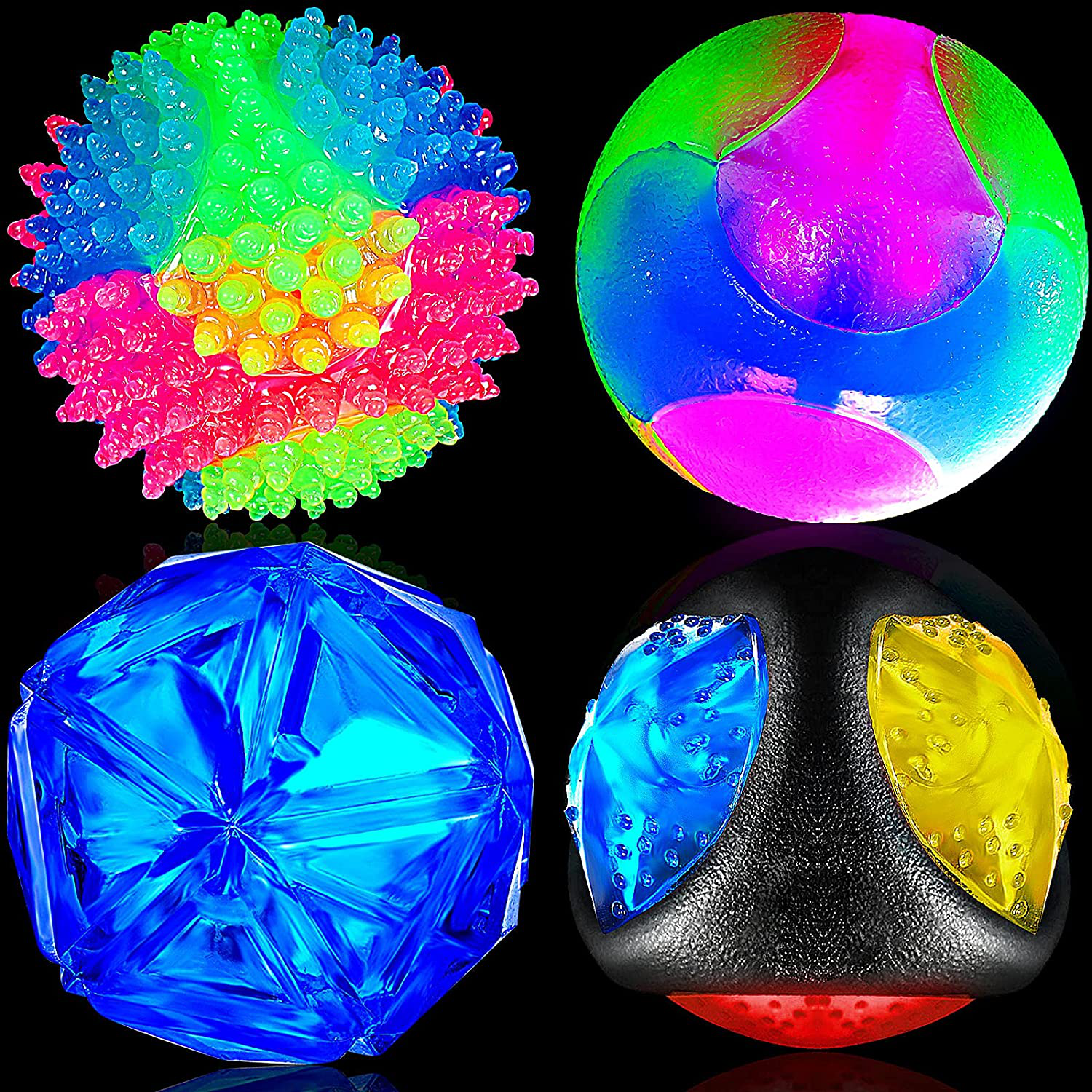 5.5cm Spiky Bouncing Ball with LED Flash Light up for Game Party Christmas Gift 