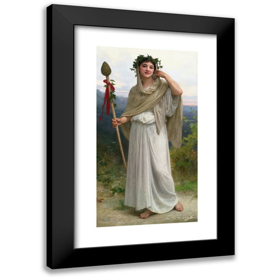 William Bouguereau 9x14 Black Modern Framed Museum Art Print Titled - Priestess of Bacchus (1894)