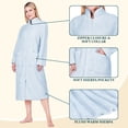thumbnail image 4 of PAVILIA Womens Zip Up Robe, Sherpa Fleece Housecoat with Pockets, Fuzzy Warm Zipper House Coat for Women Elderly, Plush Soft Long Bathrobe Loungewear, Light Blue (Large/X-Large), 4 of 10